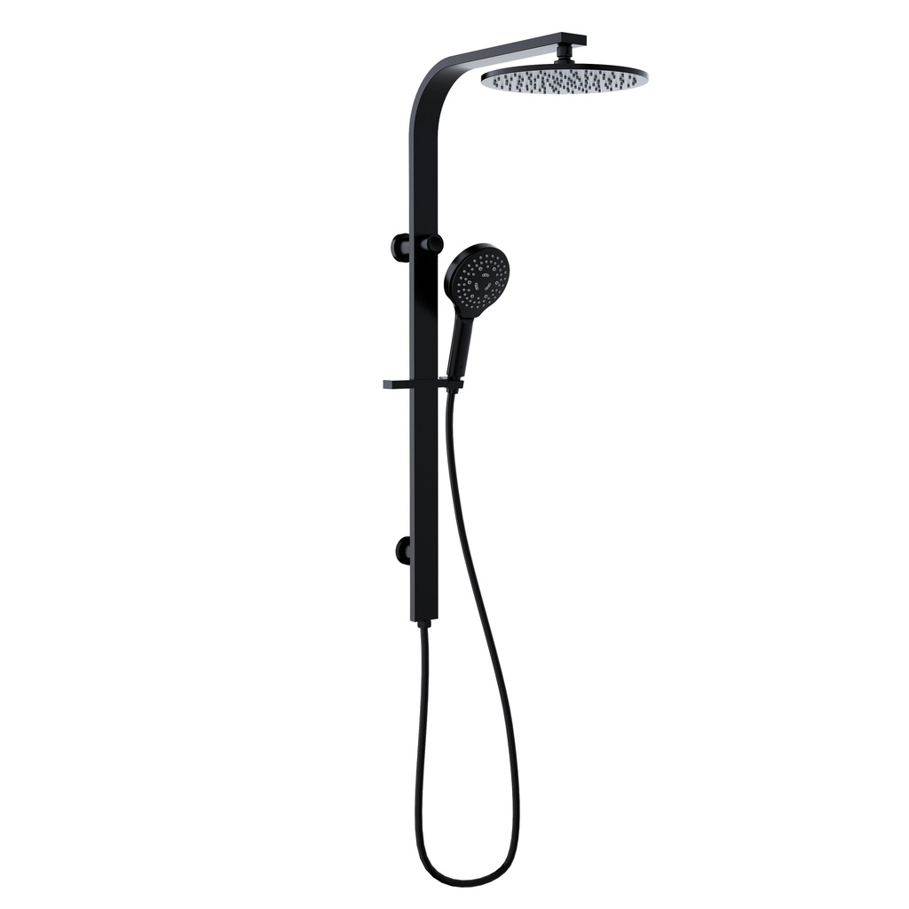 Regal Round MultiFunction Shower Set Matt Black,250mm Plastic Shower Head
