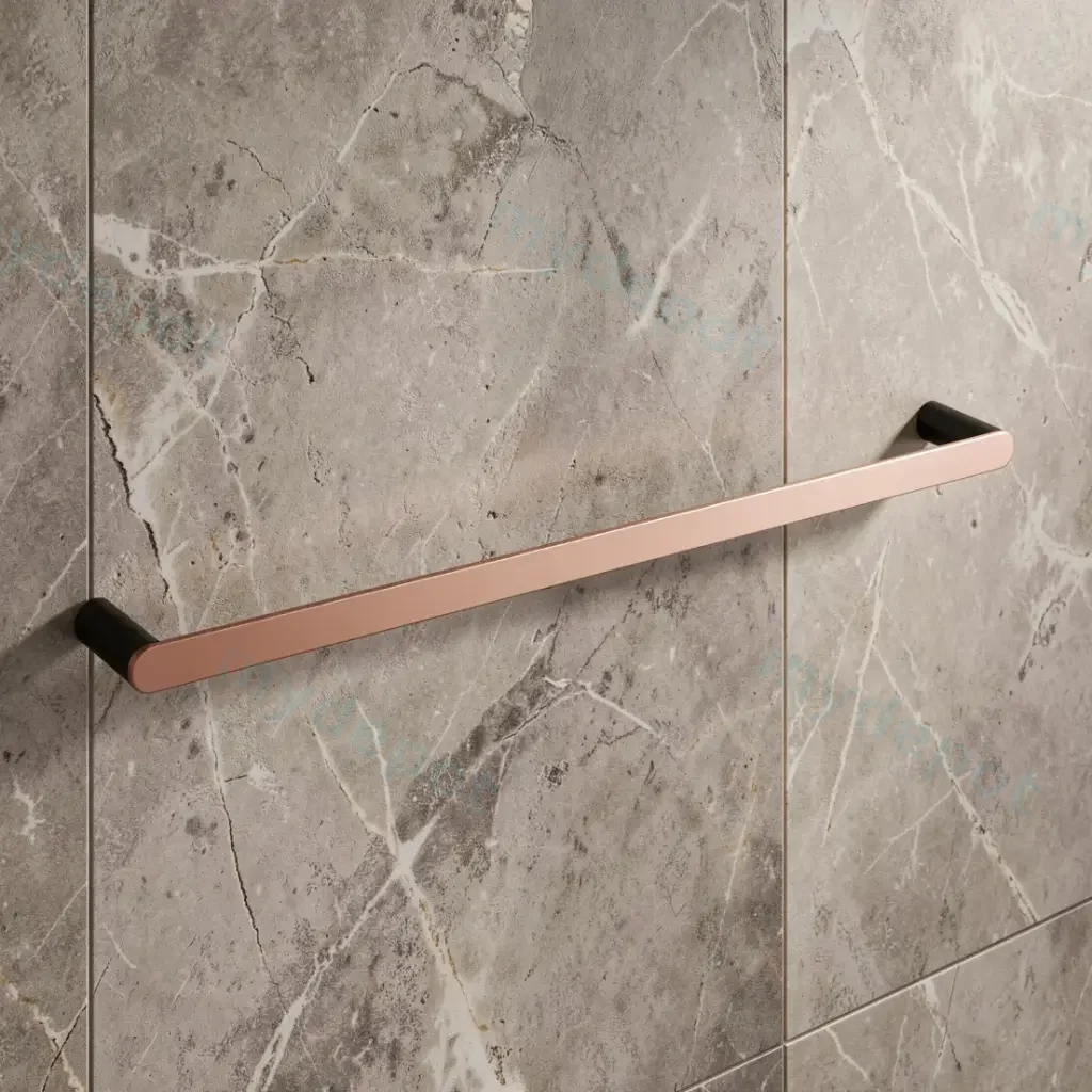 [41361] Round Black & Rose Gold 304 Stainless Steel Single Towel Rail 600mm