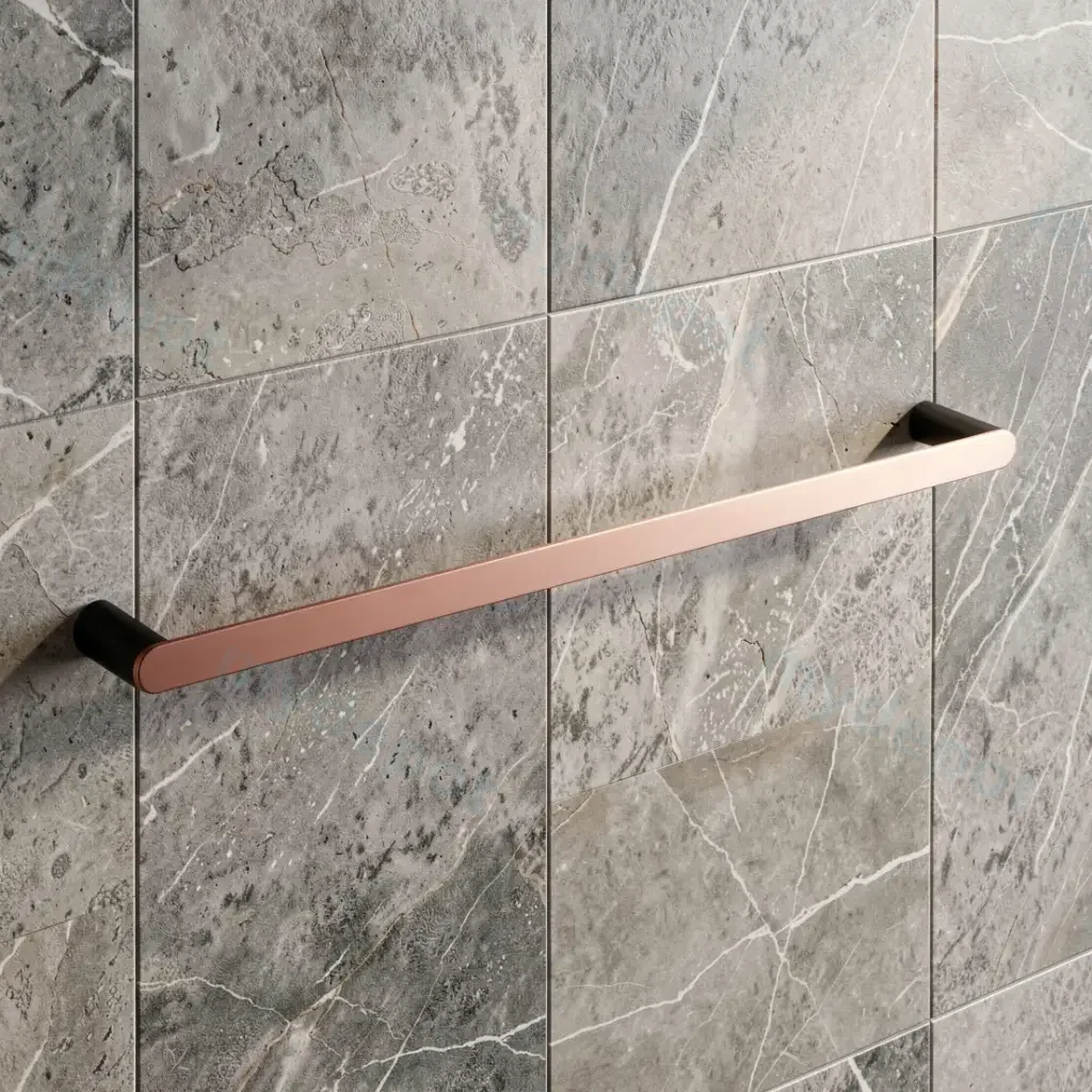 [41360] Round Black & Rose Gold 304 Stainless Steel Single Towel Rail 800mm