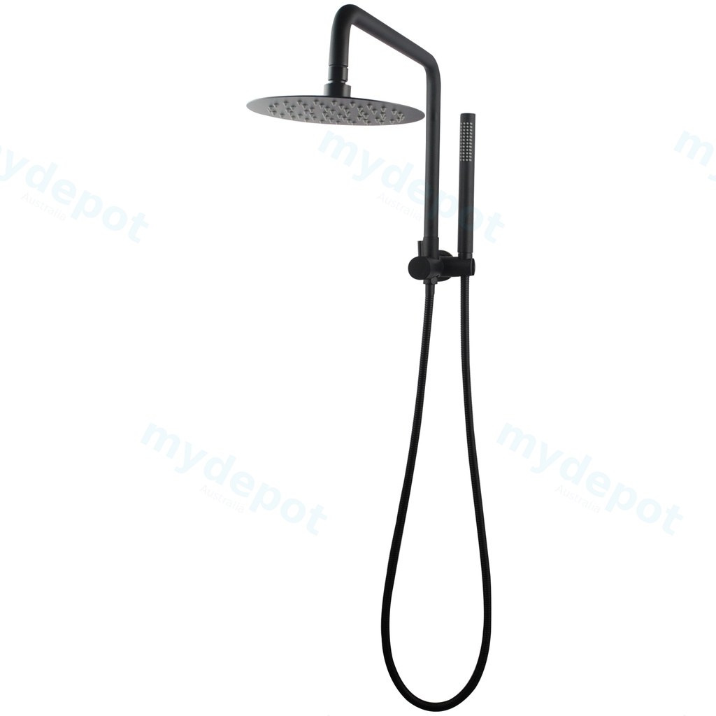 Round Black Shower Station without Shower Head and Handheld Shower
