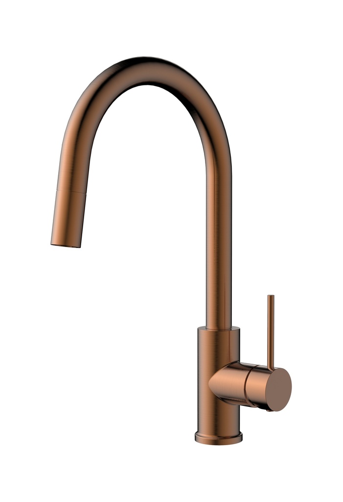 Round Brushed Bronze Pull Out Sink Mixer