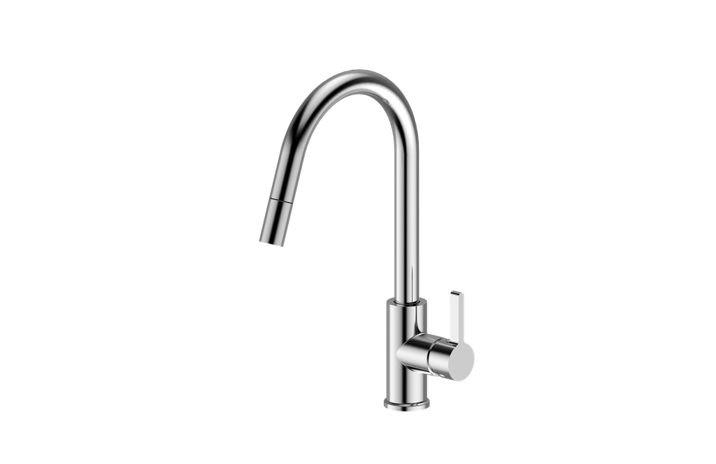 [55231] Round Brushed Nickel Pull Out Sink Mixer