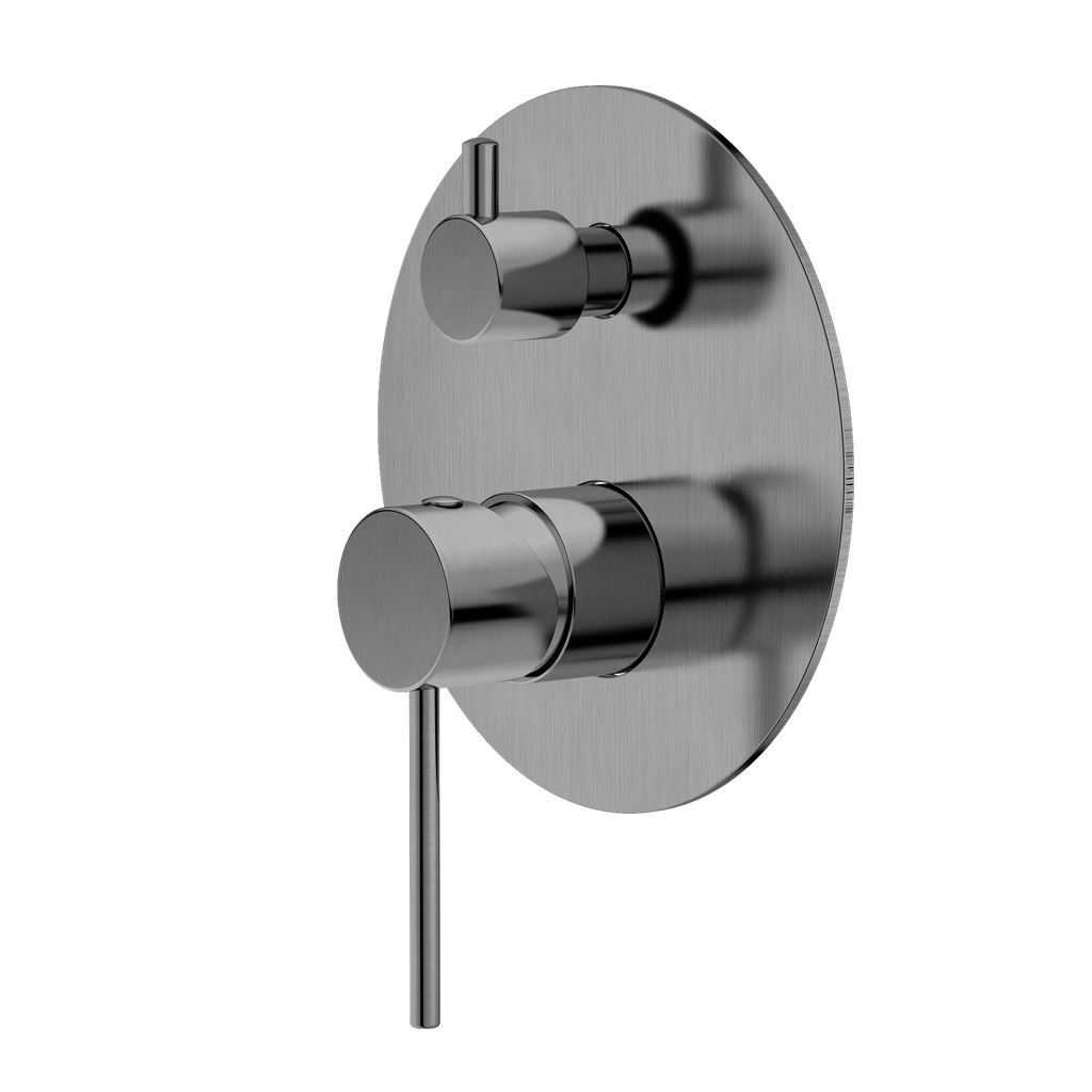 [55225] Round Brushed Nickel Shower Diverter Mixer