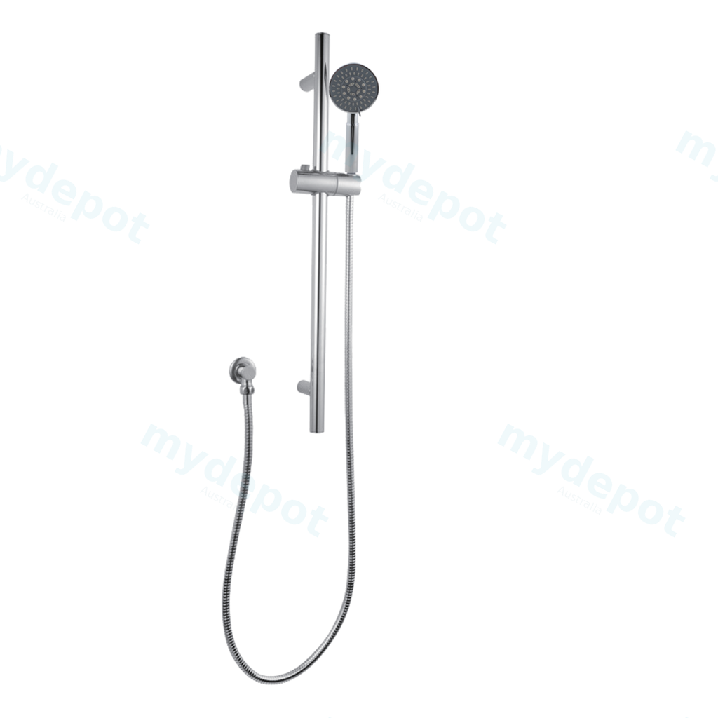 [40336] Round Chrome Handheld Shower Set With Stainless Steel Rail,Fixed Wall Connector Set