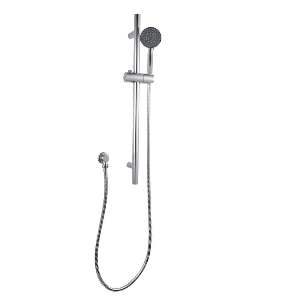 [40336] Round Chrome Handheld Shower Set With Stainless Steel Rail,Fixed Wall Connector Set