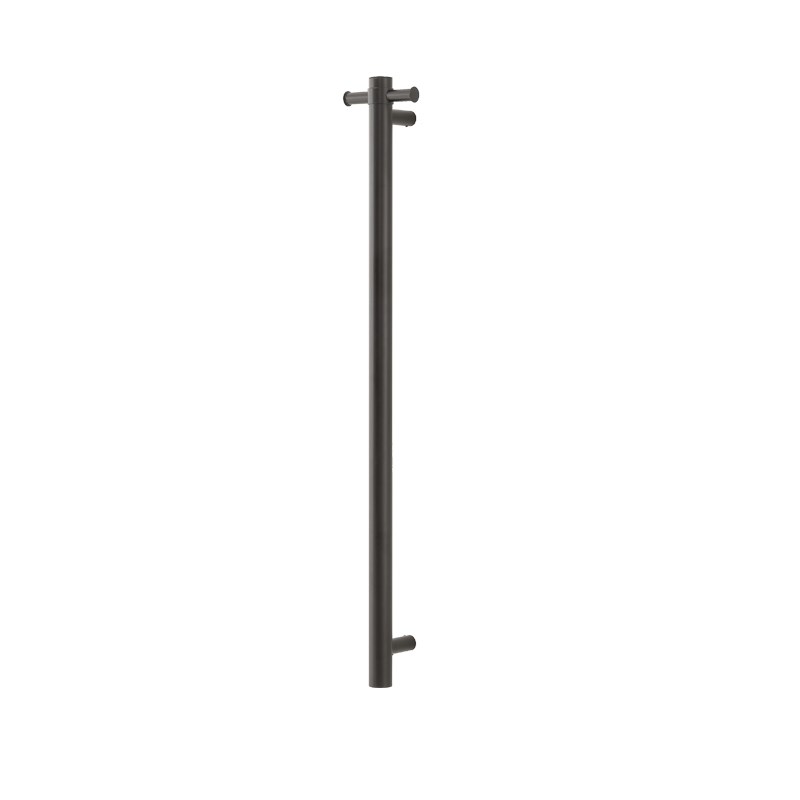 Round Vertical Brushed Gun Metal Grey Electric Heated Towel Rack Single Bar