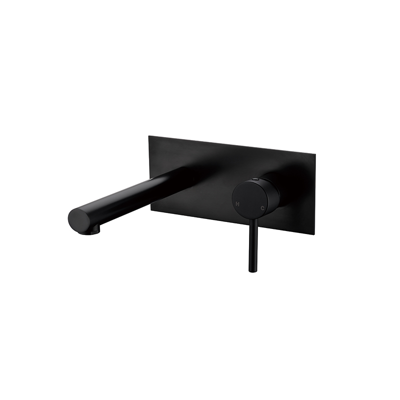 Round Wall/Basin Mixer W/Spout Matte Black