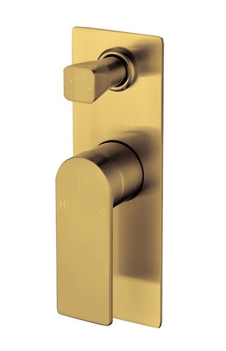[43770] Ruki Brushed Gold Wall Mixer With Diverter