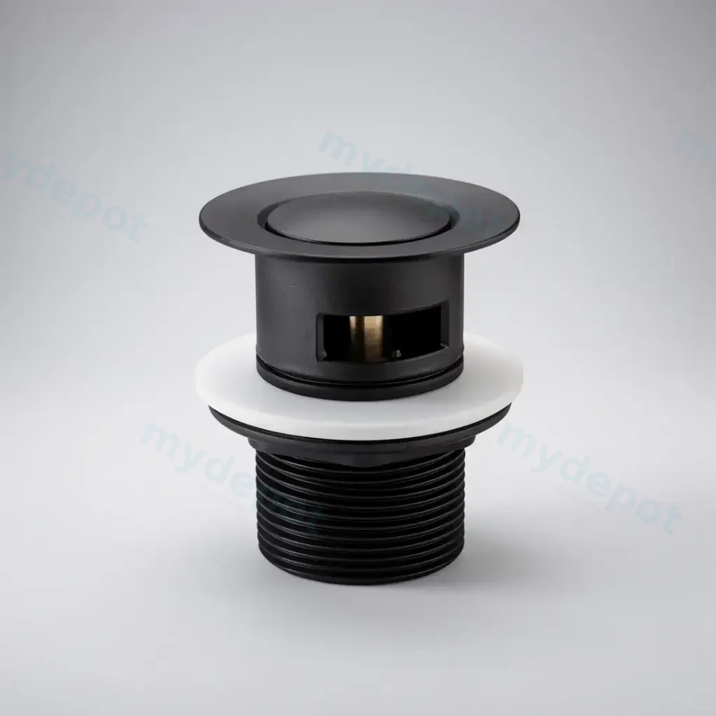 [55556] Run Matte Black 32mm Brass Pop-Up Waste With Overflow