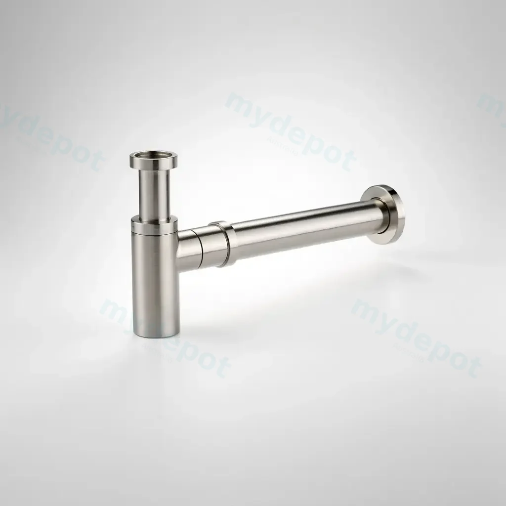 [55549] Rund Brass Bottle Trap Brushed Nickel