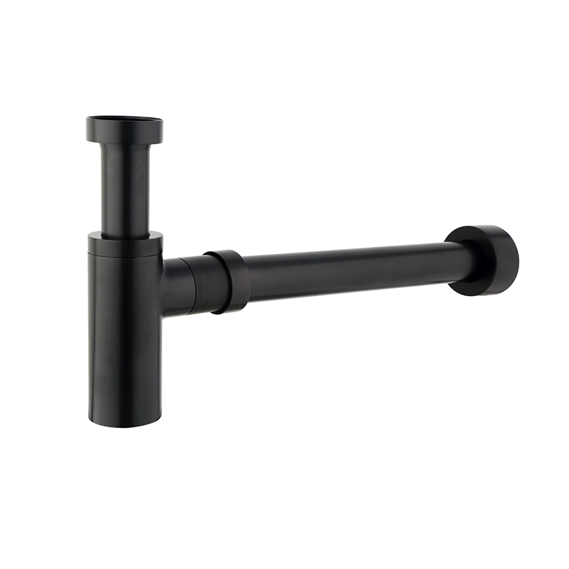 Rund Brass Bottle Trap Matte Black