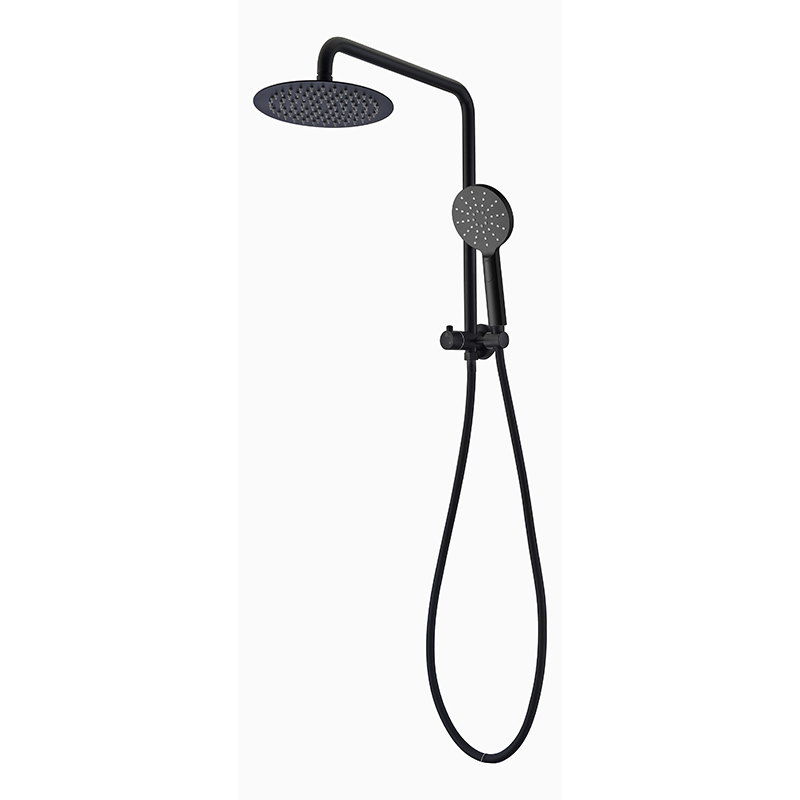 Rund Brass Matte Black 3 Spray Function Hand Shower And Overhead Rain Shower Half Rail