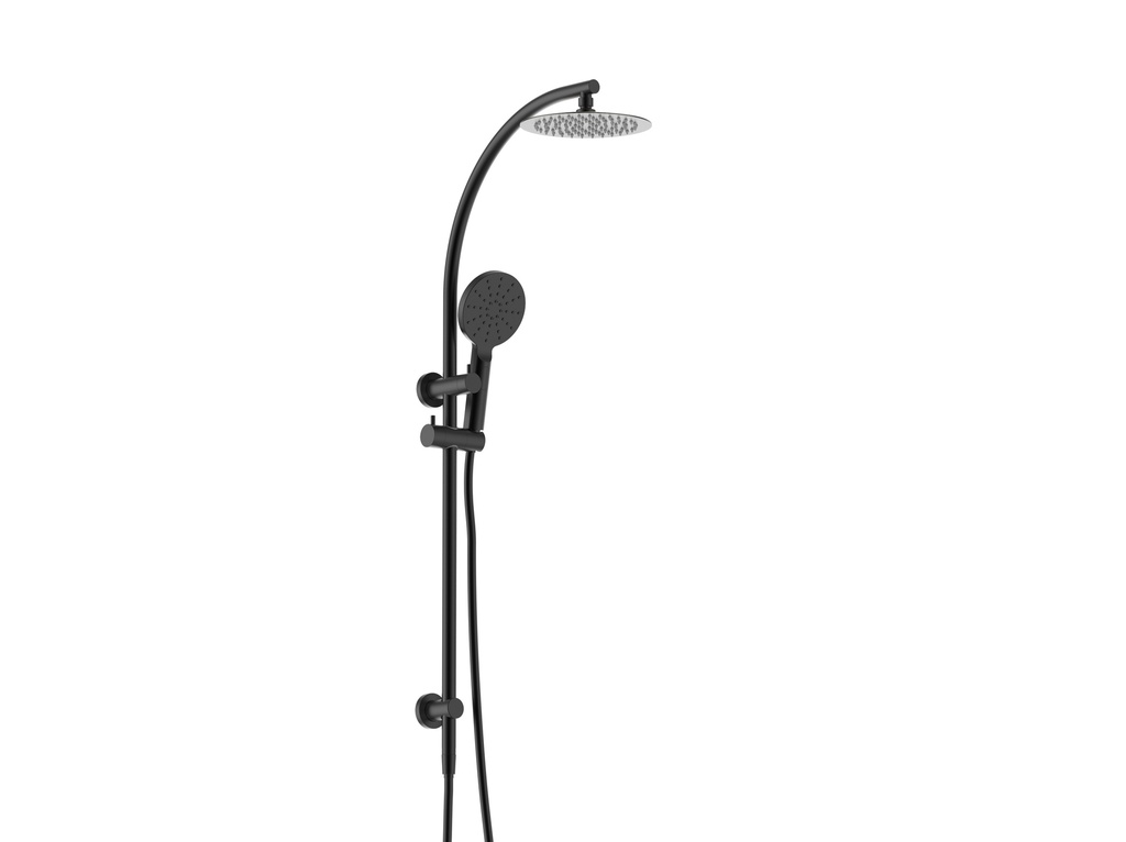 [55055] Rund Matte Black Sliding Rail With 3 Spray Function Hand Shower