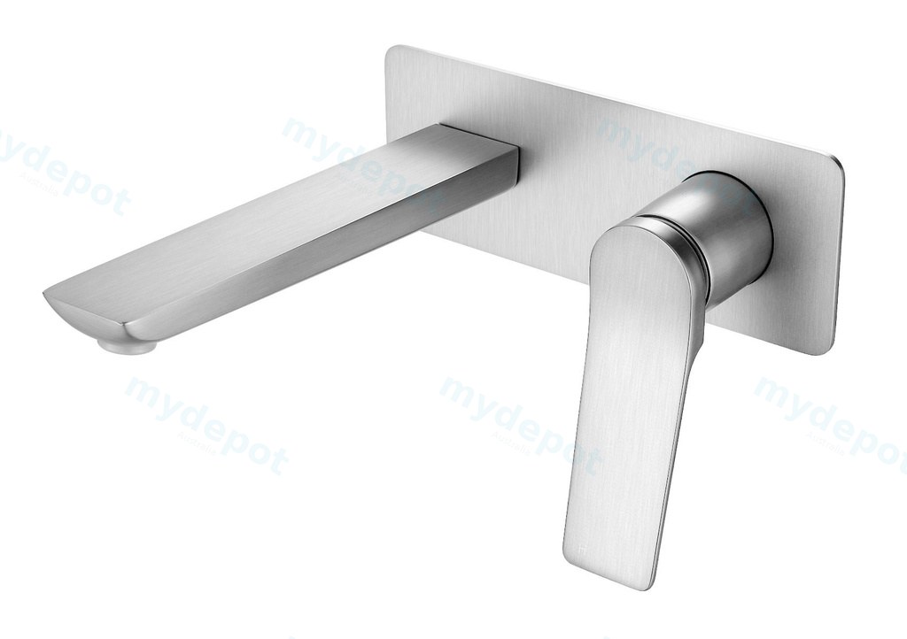 [41251] Rushy Square Brushed Nickel Wall Mixer With Spout
