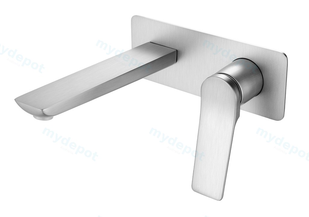 Rushy Square Brushed Nickel Wall Mixer with Spout