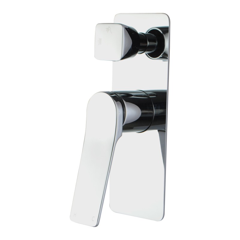 [40014] Rushy Square Chrome Wall Mixer With Diverter