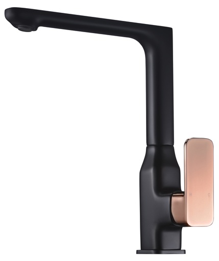 Seto Matt Black Sink Mixer With Rose Gold Handle Lead Free