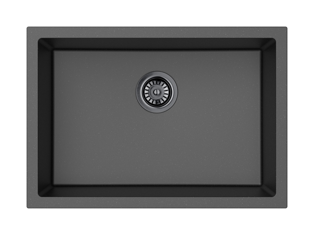 Size:660*460*225mm Bowl:397X598X225mm Matte Black Crete Granite Sink Single Bowl