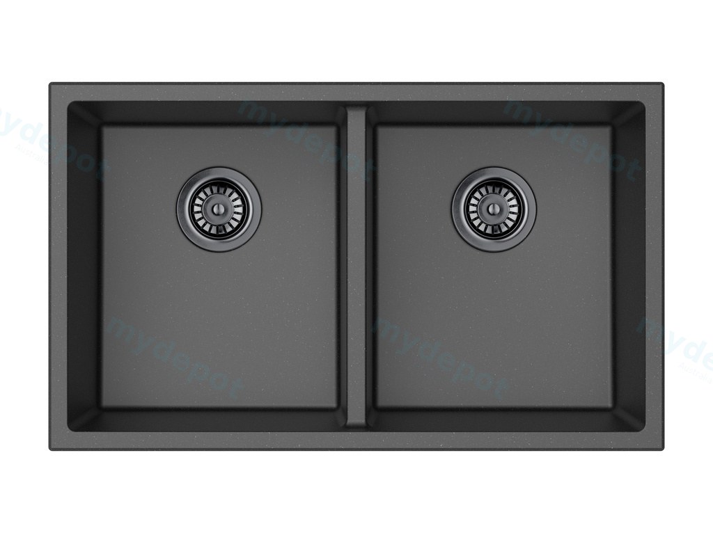 [55990] Size:762*457*241mm Bowl:710*405*228mm Matte Black Crete Granite Sink Double Bowl