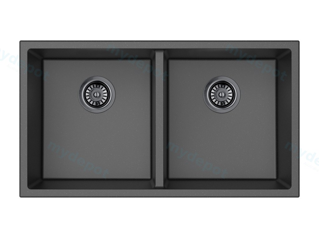 [55991] Size:813*457*241mm Bowl:761*405*241mm Matte Black Crete Granite Sink Double Bowl