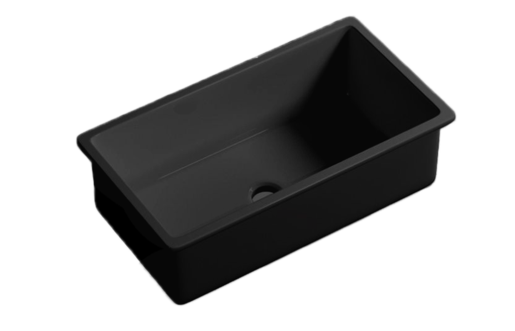 Size:813*483*254mm Matte Black Procida Fine Fireclay Inset/Undermount Sink Single Bowl,Grid And Waste Included