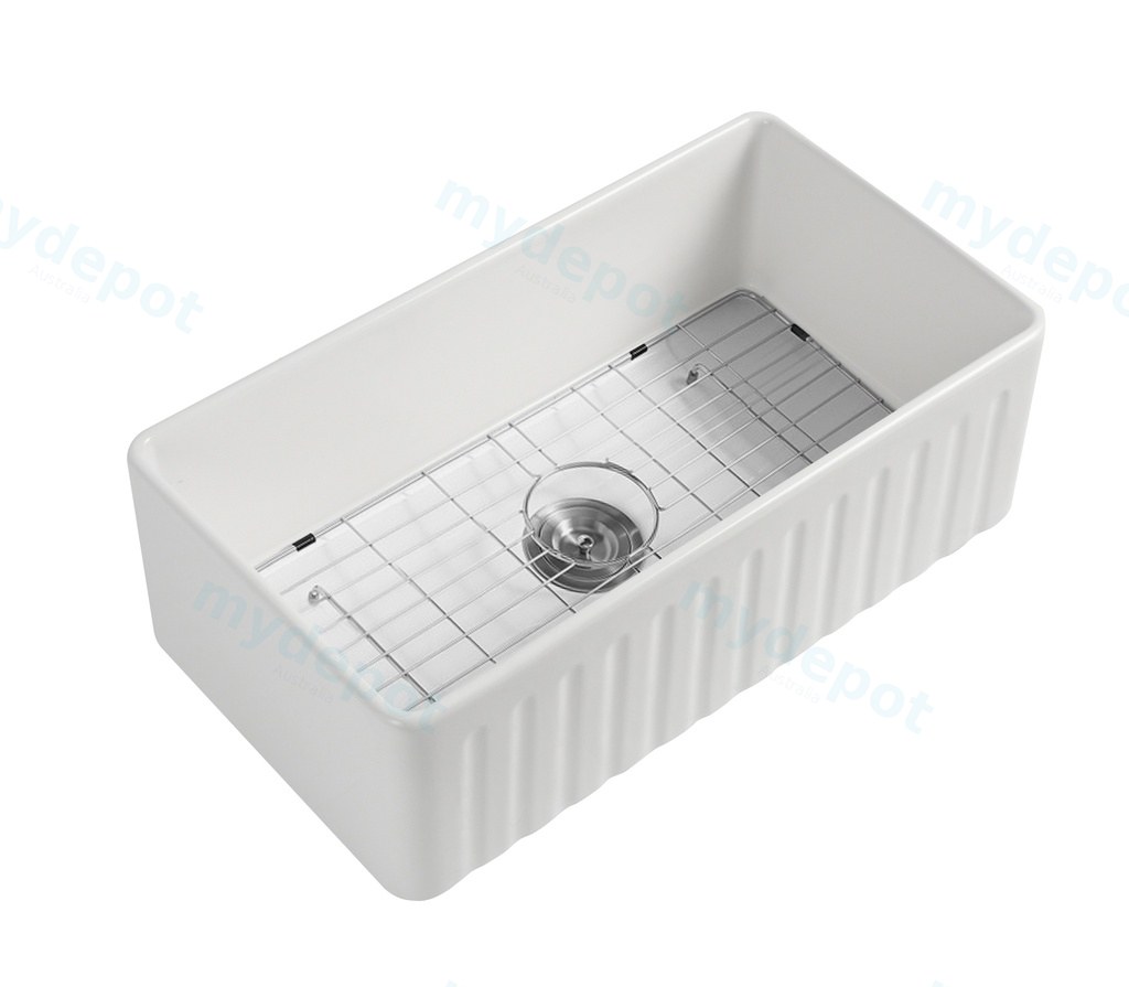 [56028] Size:835*459*254mm Bowl Size:799*423*232mm Gloss White Rocca Fine Fireclay Farm House Buttler Sink Single Bowl