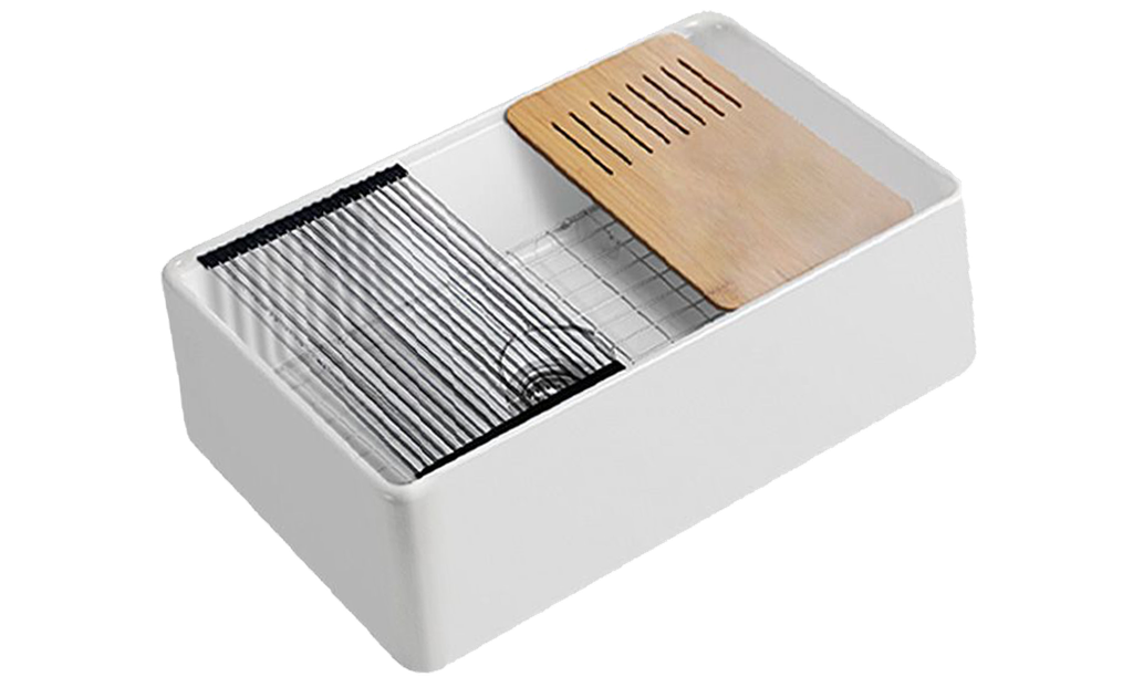 [56033] Size:835*508*254mm Bowl Size:799*436*232mm Gloss White Orta Fine Fireclay Farmhouse Sink With Work Station Single Bowl