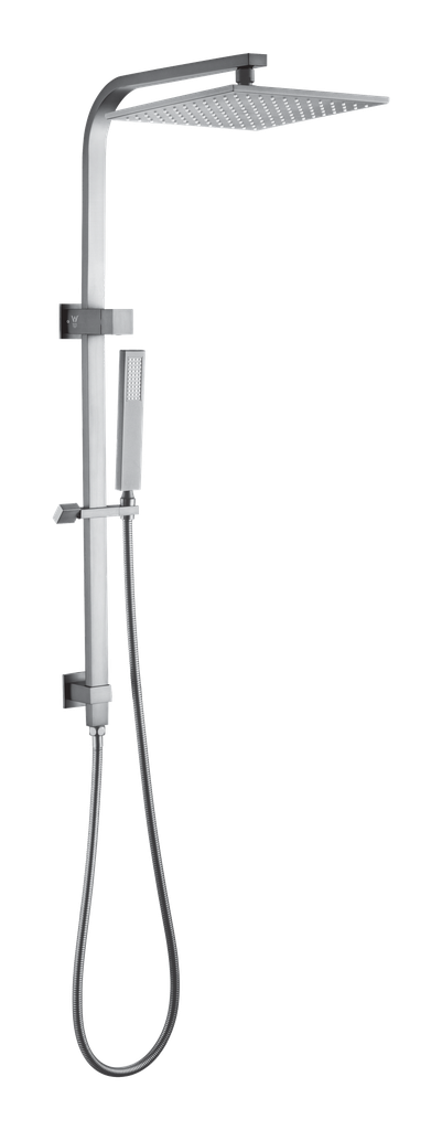 Square Brushed Nickel Shower Station without Shower Head and Handheld Shower