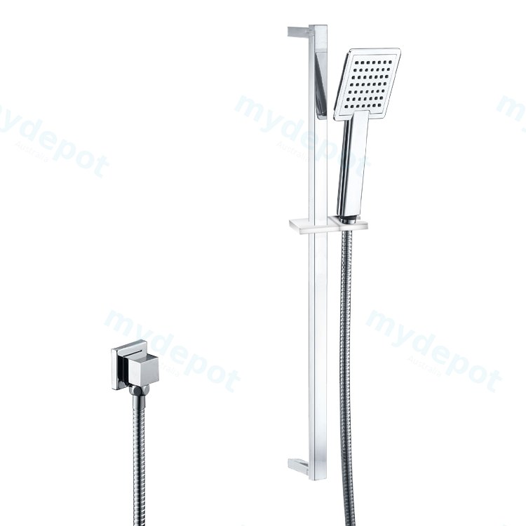 [40260] Square Chrome Handheld Shower Rail