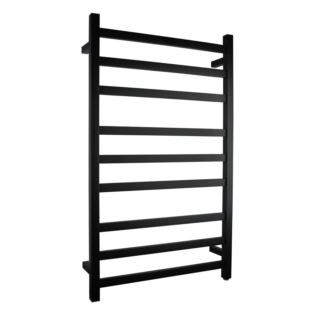 [40452] Square Matte Black Electric Heated Towel Rack 9 Bars