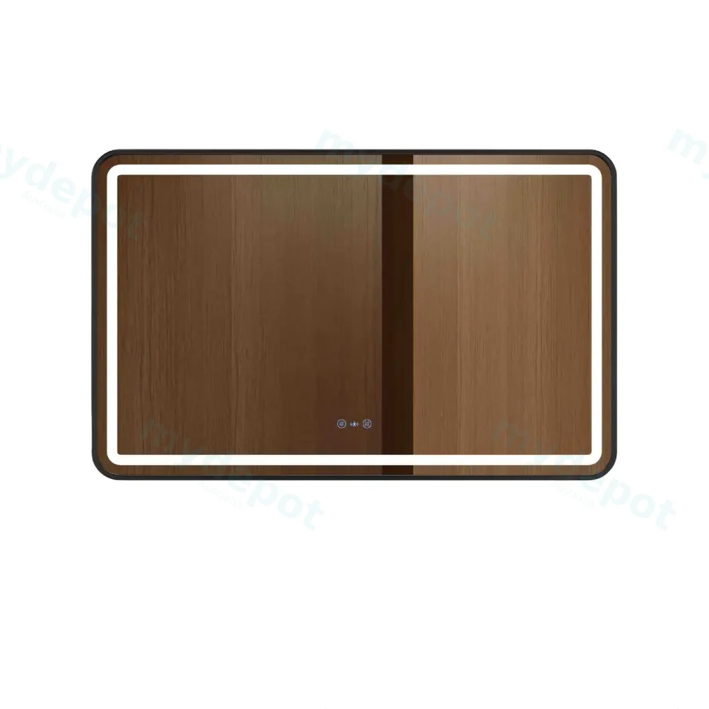 Venus Series 1200x750x45mm Matt Black Square LED Mirror