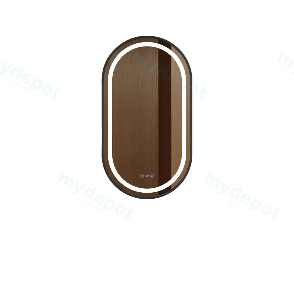 [50662] Venus Series 500x900x35mm Matt Black Oval LED Mirror