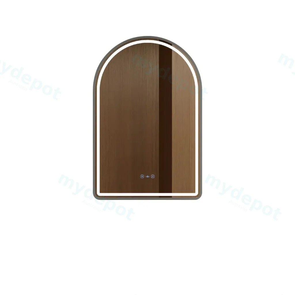 Venus Series 600x900x35mm Gun Metal Arch LED Mirror