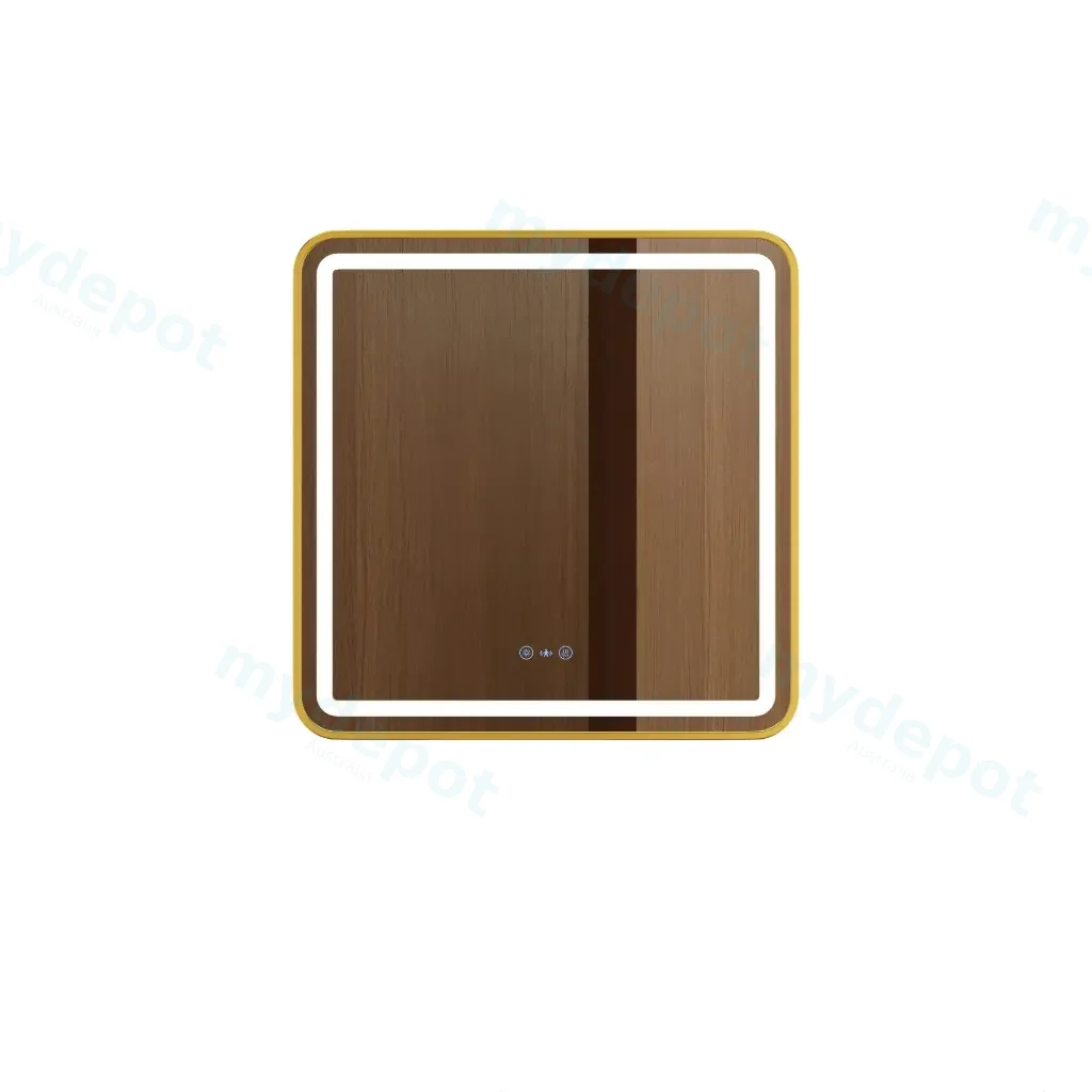 [50651] Venus Series 900x750x45mm Brushed Gold Square LED Mirror