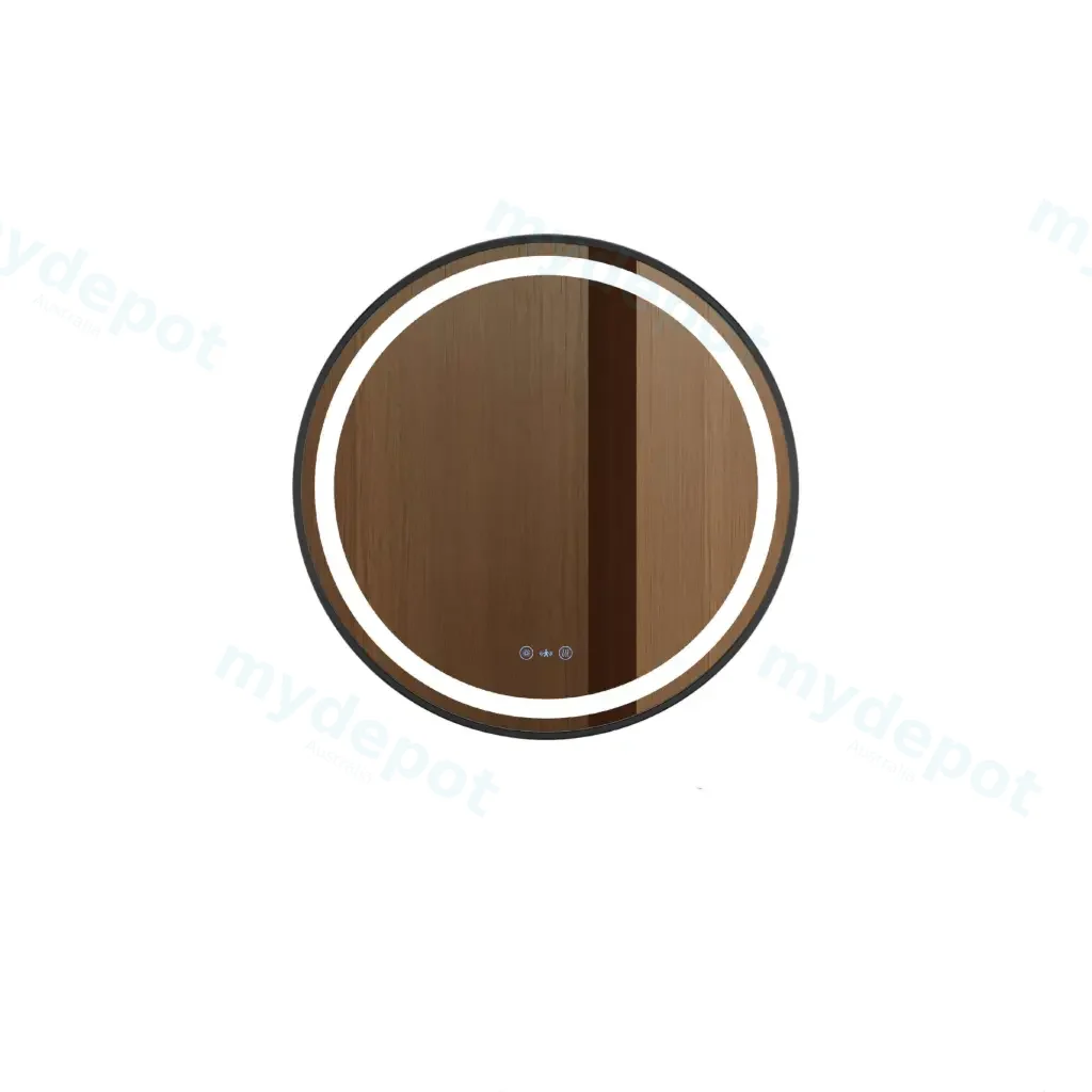 [50670] Venus Series 900x900x35mm Matt Black Round LED Mirror