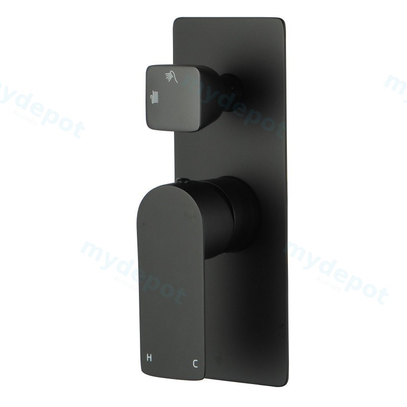 [40209] Vog Solid Brass Black Bath/Shower Wall Mixer with Diverter Wall Mounted