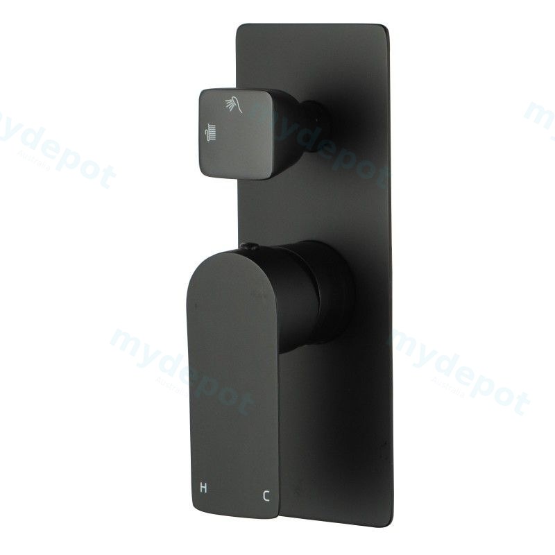 [41126] Vog Solid Brass Black Bath/Shower Wall Mixer with Diverter Wall Mounted(color up)