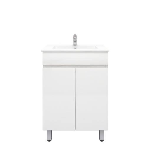 [M63L-test] 600Lx830Hx350Dmm Gloss White 2PAC MDF 2/DR Freestanding Vanity
