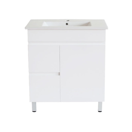 [PVC73LL-test] 750Lx830Hx350Dmm Gloss White 2PAC PVC 2L/DW 1R/DR Freestanding Vanity (test)