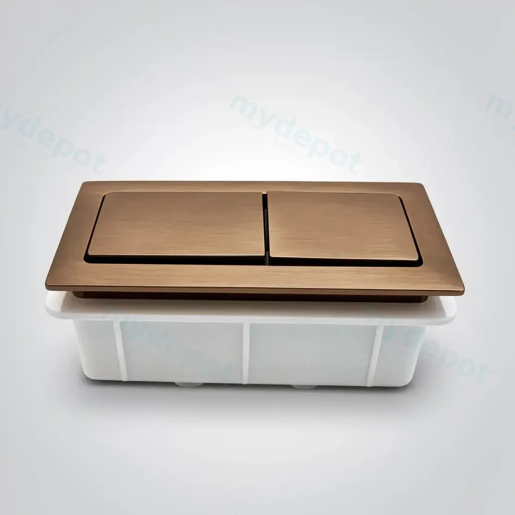 Cistern Square Press Button Brushed Copper