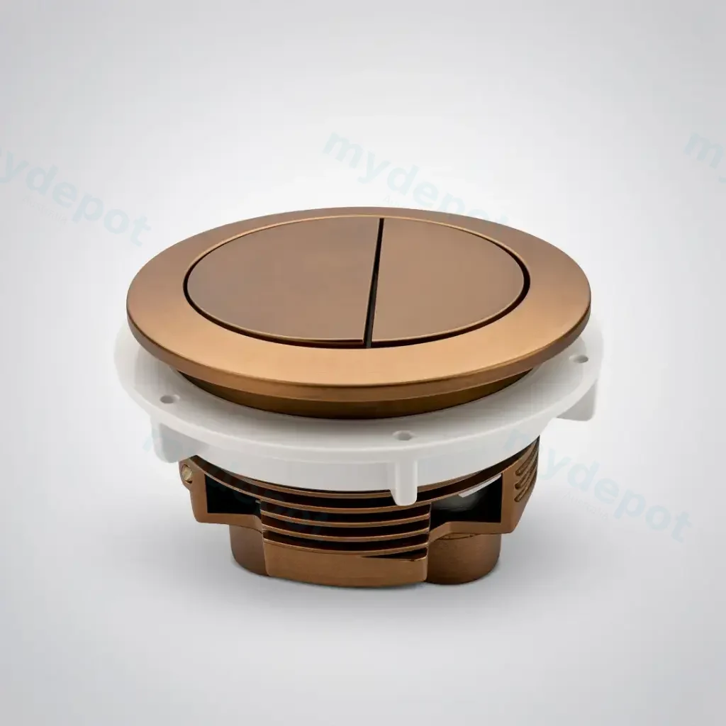 Cistern Round Press Button Brushed Copper