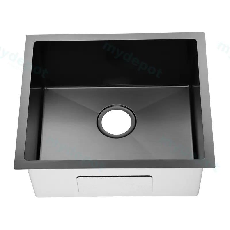 Round Corner Dark Grey Stainless Steel Handmade Single Bowl Kitchen Sink 510*440*230mm(With Dark Grey Waste)