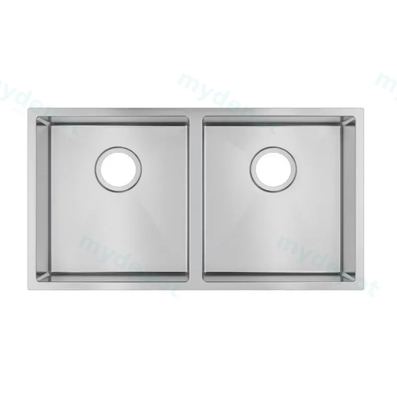 (C-820)Round Corner Chrome Stainless Steel Handmade Double Bowl Kitchen Sink 820*457*230mm