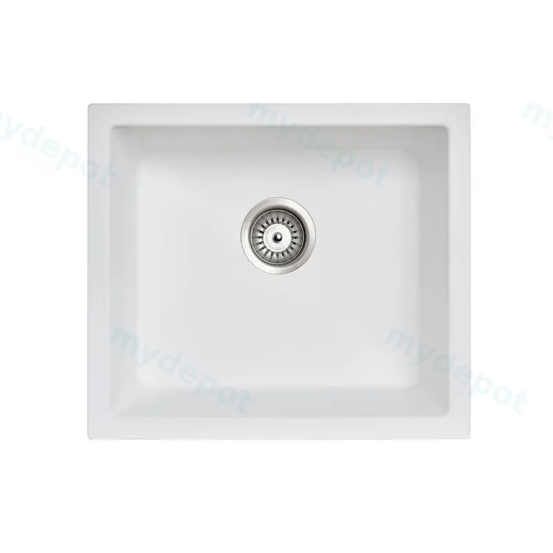 White Carysil Salsa Granite Single Bowl Stone Kitchen Sink 533*457mm
