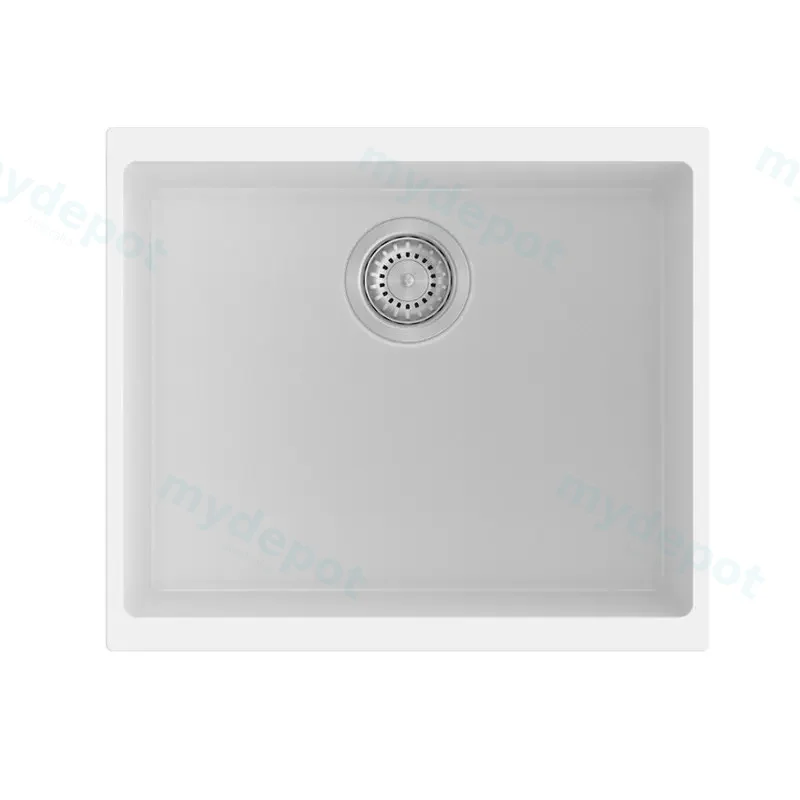 White Carysil Enigma N100S Granite Single Bowl Stone Kitchen Sink 530*460*200mm