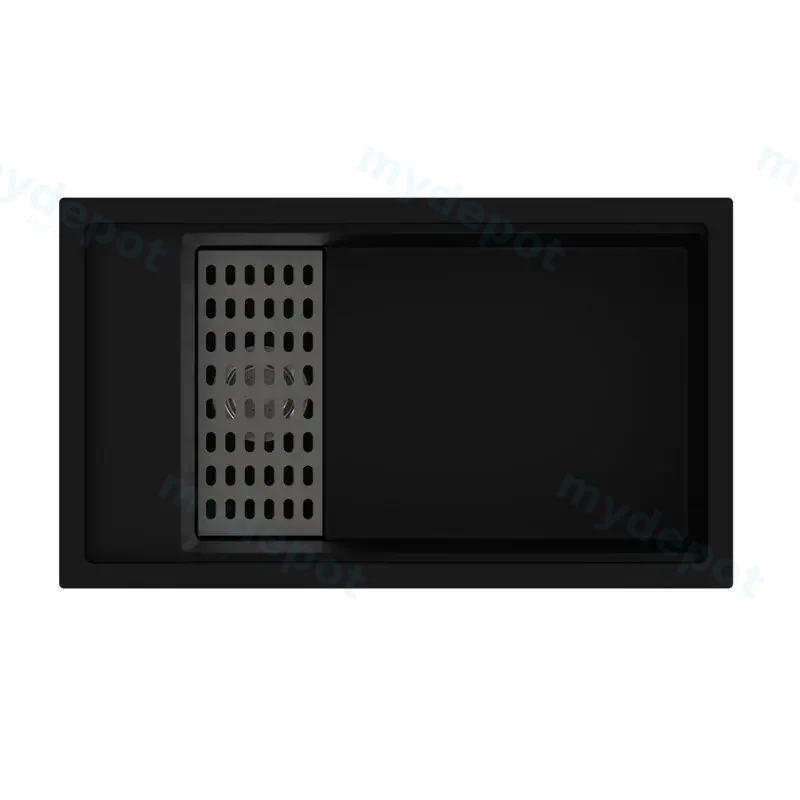 Black Carysil Harmony SD780 Granite Single Bowl Stone Kitchen Sink 780*460*250mm(With Bottom Grid & Colander)