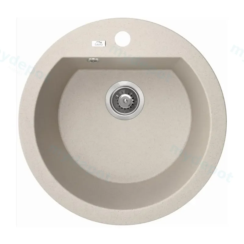 Laveo Dafne Beige Granite Single Bowl Stone Kitchen Sink 510*205mm(Including Space Saving Siphon And Click-Clack Plug)