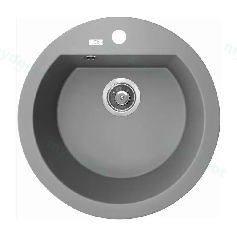 Laveo  Dafne Grey Granite Single Bowl Stone Kitchen Sink 510*205mm(Including Space Saving Siphon And Click-Clack Plug)