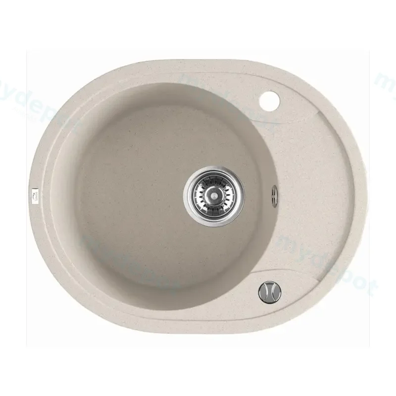 Laveo Dafne Beige Granite Single Bowl Stone Kitchen Sink 470*580*198mm(Including Space Saving Siphon And Click-Clack Plug)