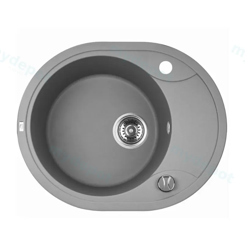 Laveo Dafne Grey Granite Single Bowl Stone Kitchen Sink 470*580*198mm(Including Space Saving Siphon And Click-Clack Plug)